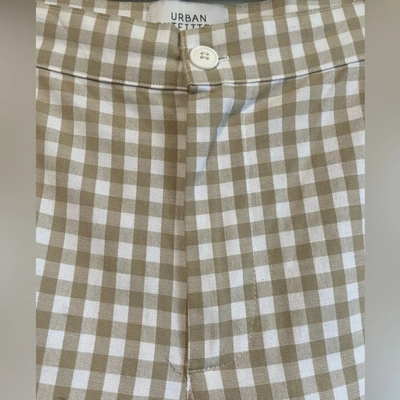 Urban Outfitters Tan & White Gingham Skinny Leg Pants / Trousers - Size 0 - Picture 7 of 7